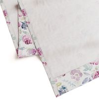 Watercolour Florals Vintage Faded Style on White LARGE