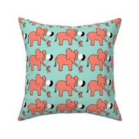 Let's be Friends Elephant and Mouse in Coral Mint Black