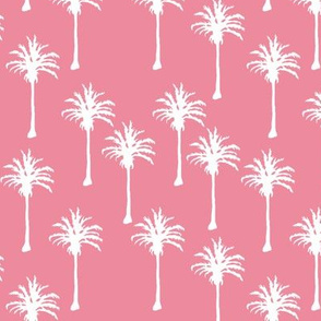 White Palm Trees on Dark Pink