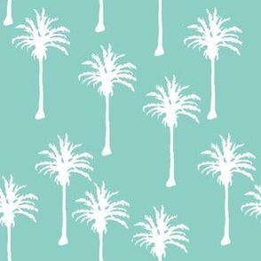 White Palm Trees on Teal