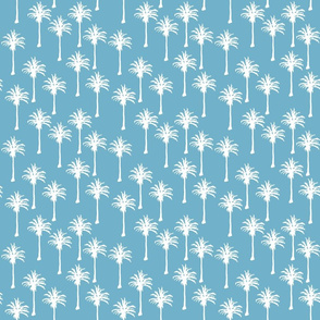 White Palm Trees on Lighter Blue