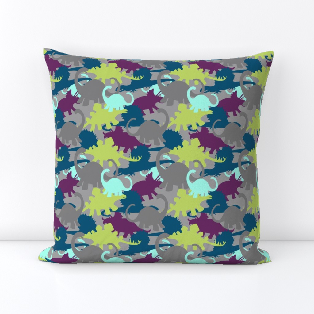 Camo Dino Design in Blues, Purples, Green & Grays