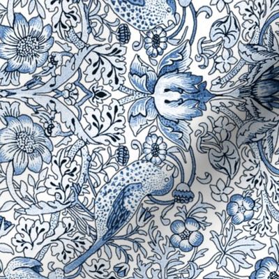 William Morris ~ Strawberry Thief ~ Blue and White ~ Light ~ Border Print