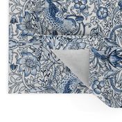 William Morris ~ Strawberry Thief ~ Blue and White ~ Light ~ Border Print