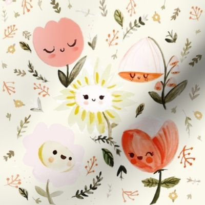 Dreamy Spring - Happy Flowers (Small, Half Size)