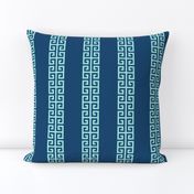 Greek_Key_Stripe in Aqua on Navy