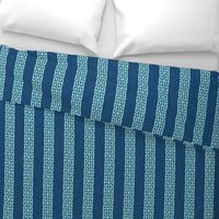 Greek_Key_Stripe in Aqua on Navy