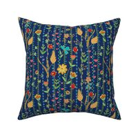 Flower joy with red birds on navy