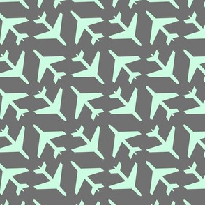 Mint Airplanes on Gray