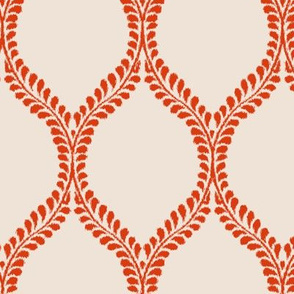 Leaves Custom Dark Coral Ikat