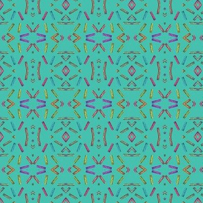 AZTEC STYLE CLOTHESPINS TURQUOISE GREEN