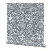 Festooned Feathered Friends - Bird Paisley Grey