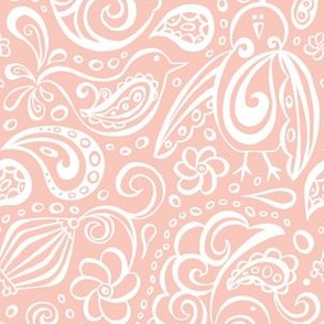 Festooned Feathered Friends - Bird Paisley Pink