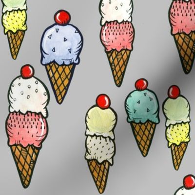 Ice Cream on Grey Background