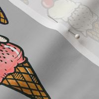 Ice Cream on Grey Background