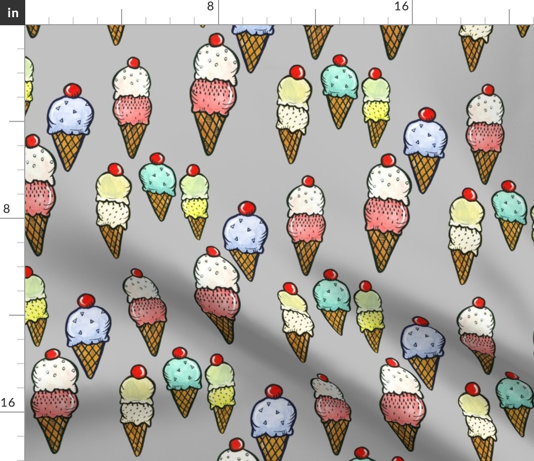 Ice Cream on Grey Background