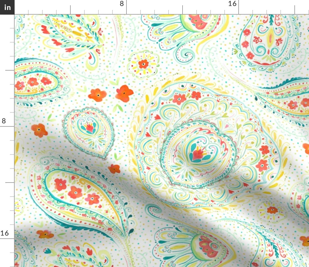 Watercolor Paisley Teal