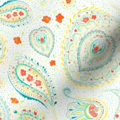 Watercolor Paisley Teal Small Scale