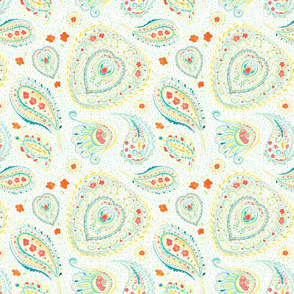 Watercolor Paisley Teal Small Scale