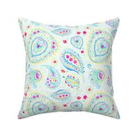 Watercolor Paisley Aqua Small Scale