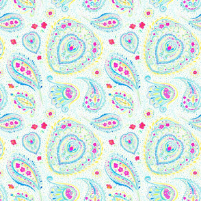 Watercolor Paisley Aqua Small Scale