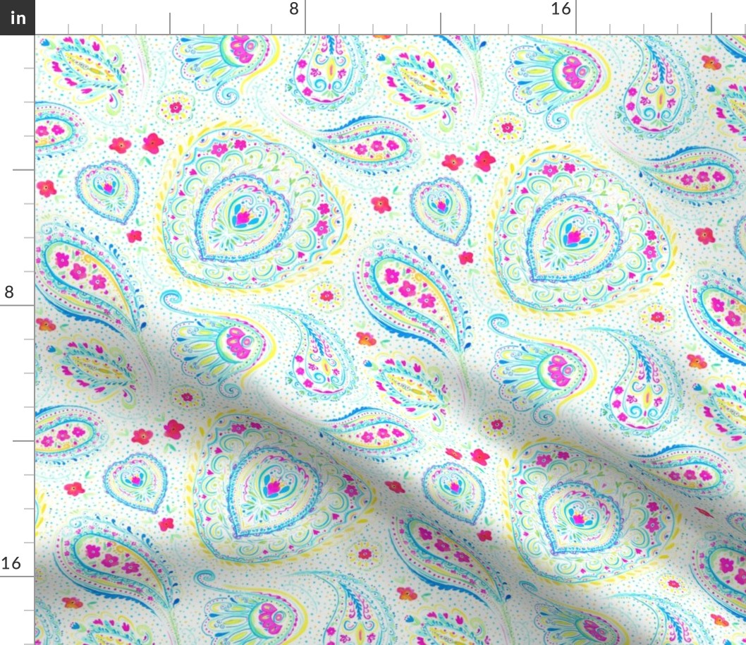 Watercolor Paisley Aqua Small Scale