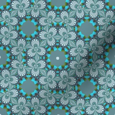 Turquoise and Blue-gray Fractal Trefoil