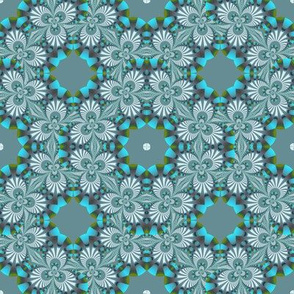 Turquoise and Blue-gray Fractal Trefoil