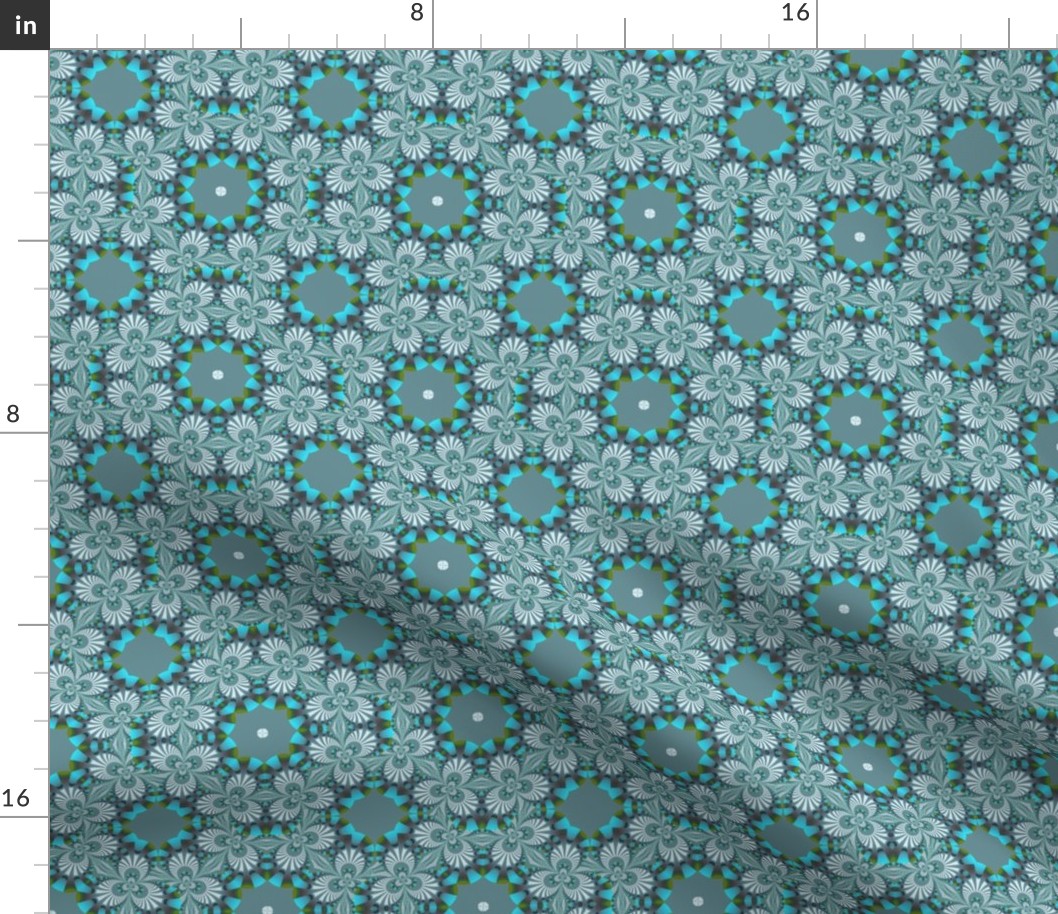 Turquoise and Blue-gray Fractal Trefoil