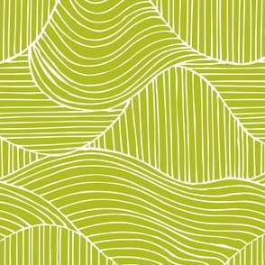 Dunes - Geometric Waves Stripes Lime Green Regular Scale