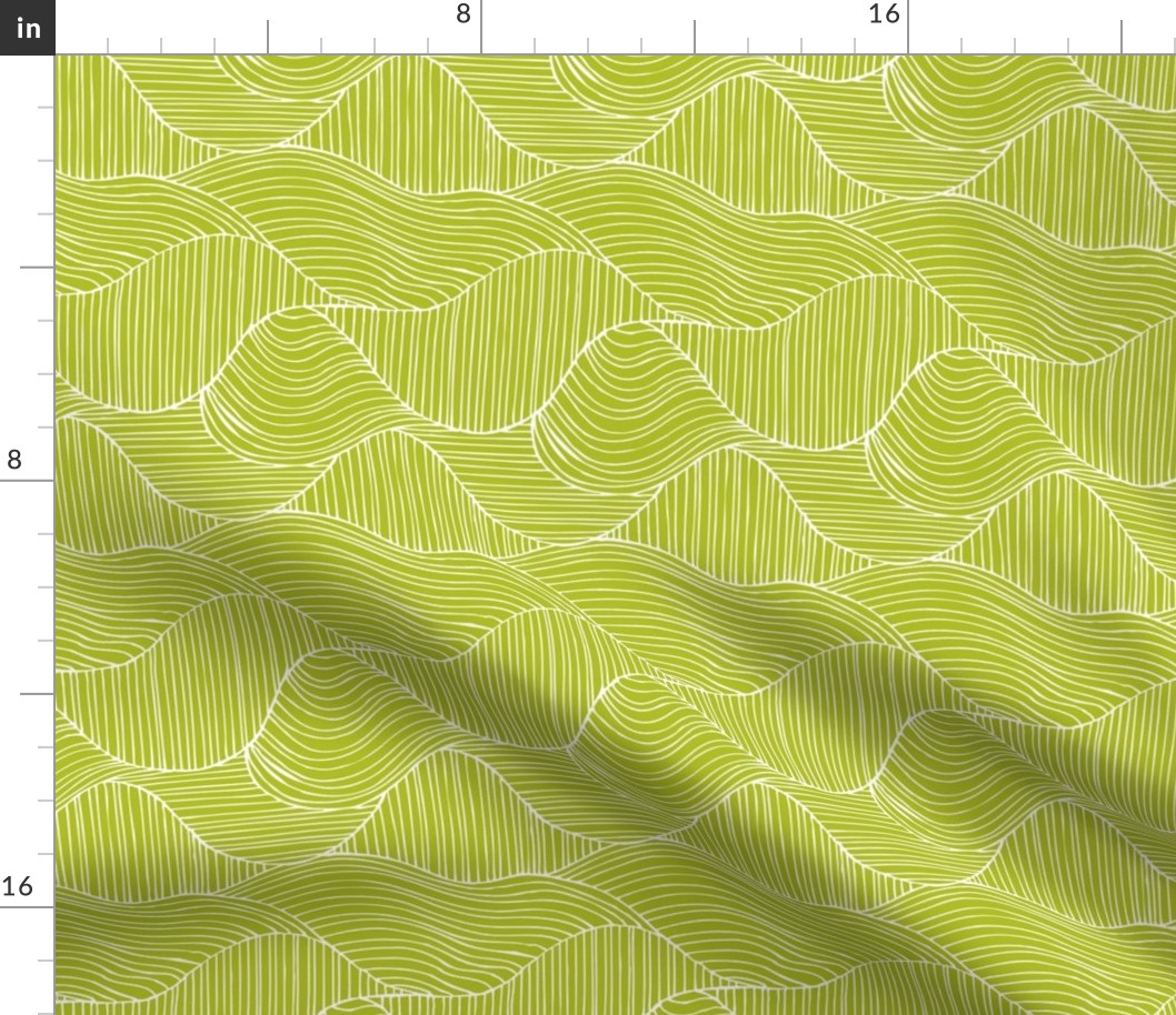 Dunes - Geometric Waves Stripes Lime Green Regular Scale