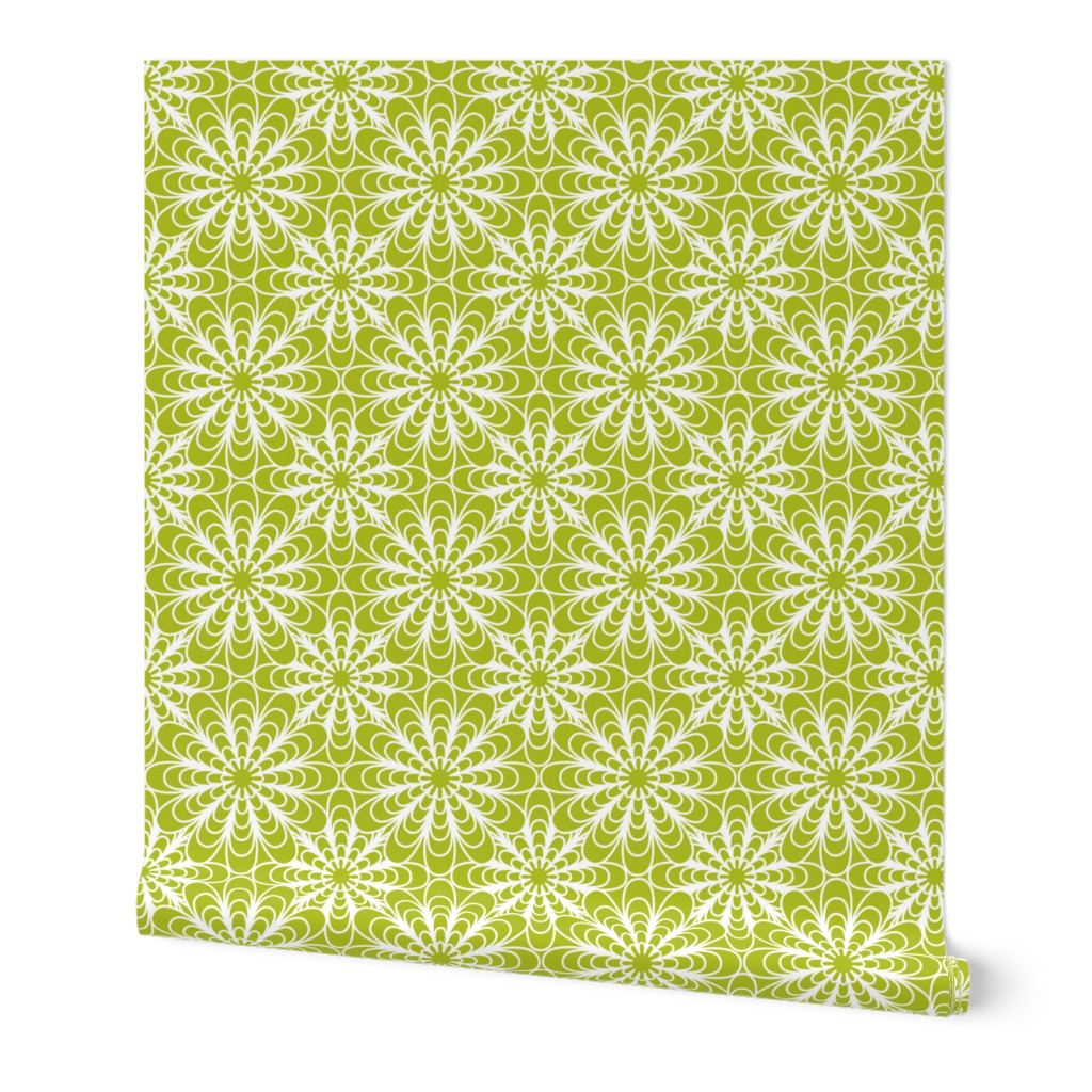 Flora - Geometric Flowers Green