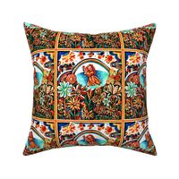 vintage retro kitsch sun moon birds houses towns city cities rainbow flowers girls children princess garden butterfly butterflies sepia 