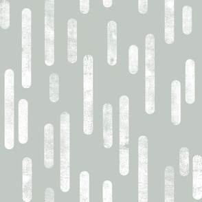 White on Gray-Green | Large Scale Inky Rounded Lines Pattern