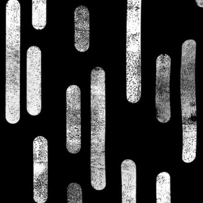 White on Black Inky Rounded Lines Pattern