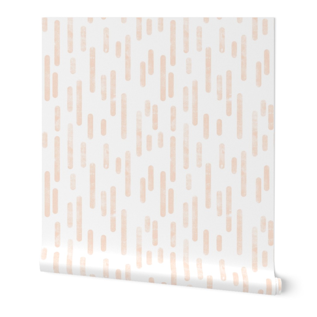 Pale Peach on White Inky Rounded Lines Pattern
