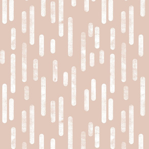 White on Pale Terracotta Inky Rounded Lines Pattern