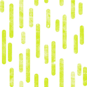 Bright Lime Green on White | Large Scale Inky Rounded Lines Pattern