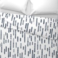 Blue-Gray on White | Large Scale Inky Rounded Lines Pattern