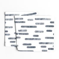 Blue-Gray on White | Large Scale Inky Rounded Lines Pattern