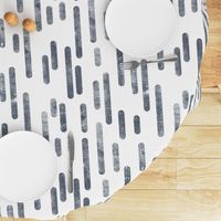 Blue-Gray on White | Large Scale Inky Rounded Lines Pattern