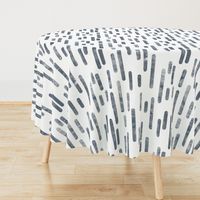 Blue-Gray on White | Large Scale Inky Rounded Lines Pattern