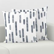 Blue-Gray on White | Large Scale Inky Rounded Lines Pattern