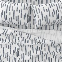 Blue-Gray on White | Large Scale Inky Rounded Lines Pattern