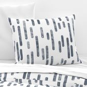 Blue-Gray on White | Large Scale Inky Rounded Lines Pattern