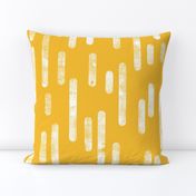 White on Mustard Yellow | Large Scale Inky Rounded Lines Pattern