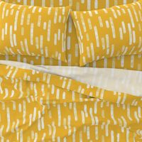 White on Mustard Yellow | Large Scale Inky Rounded Lines Pattern
