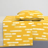 White on Mustard Yellow | Large Scale Inky Rounded Lines Pattern