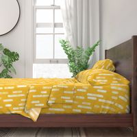 White on Mustard Yellow | Large Scale Inky Rounded Lines Pattern