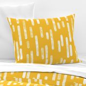 White on Mustard Yellow | Large Scale Inky Rounded Lines Pattern